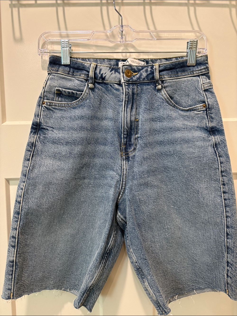 Zara Light Blue Denim Bermuda Shorts